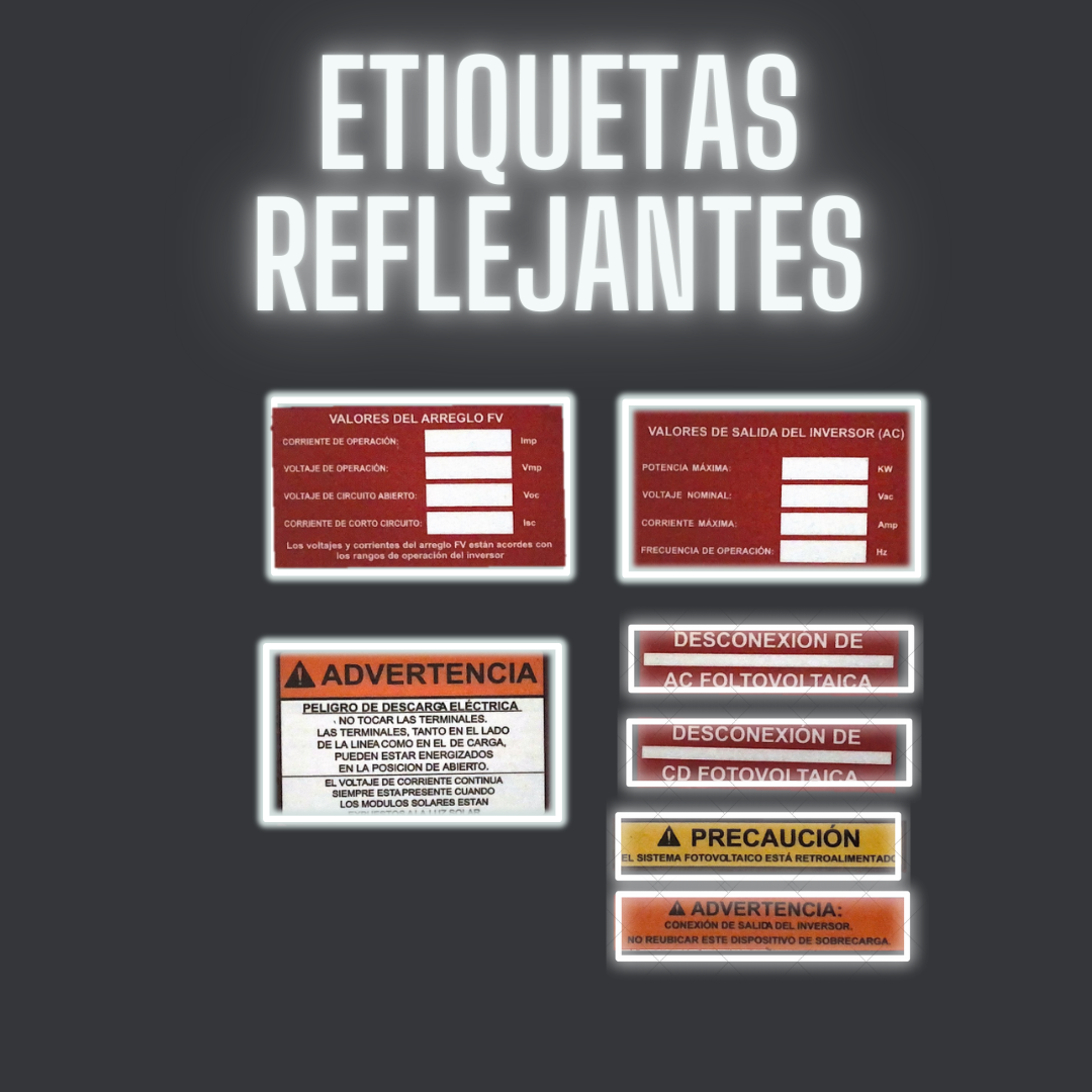 Etiquetas señalización Sistema Fotovoltaico